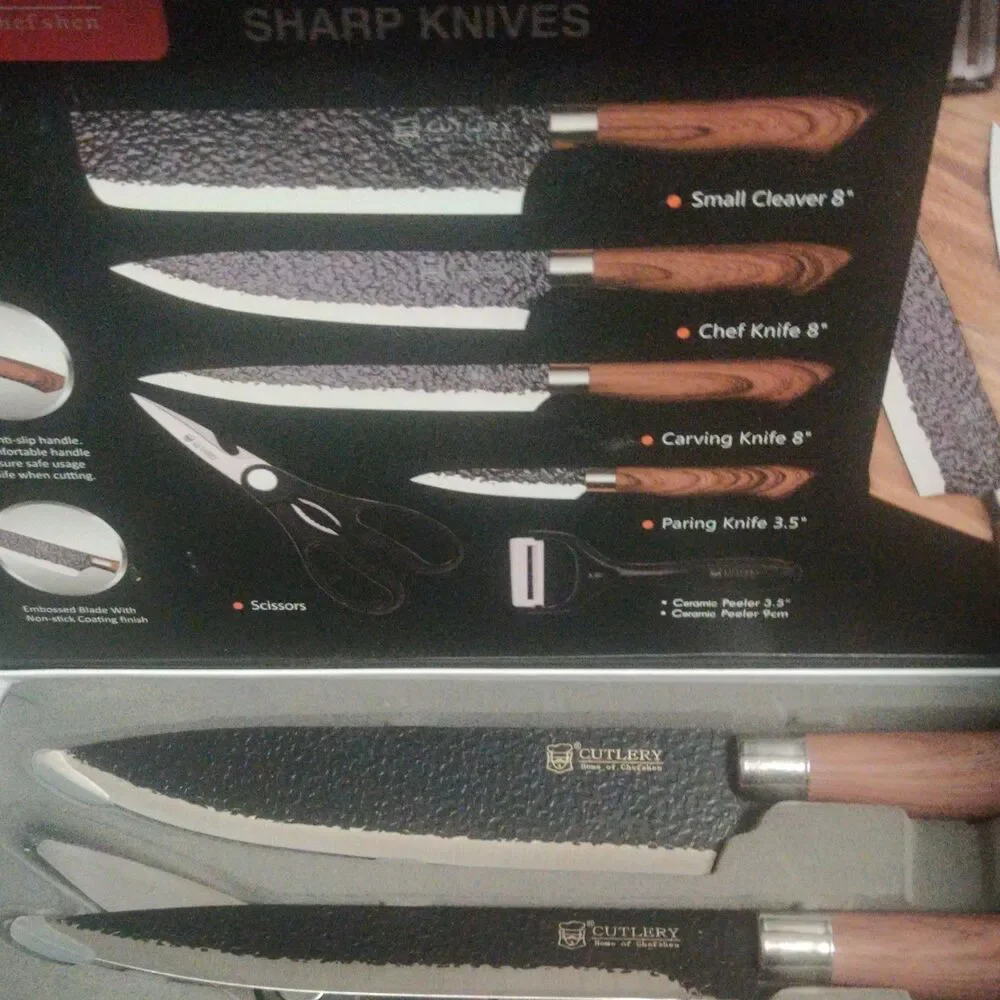 CUTLERY Home of Chefshen ER-0588 5-Piece Knife Set Wood Handle Stainless Steel